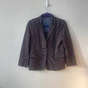 J. Crew striped blazer Black & Brown, Tan Button up Preppy Office  Medium Large